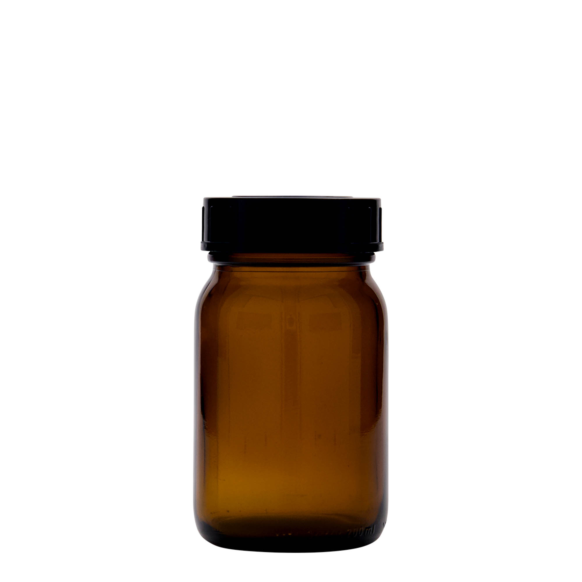 200 ml plaša kakla stikla burka, brūna, atvere: DIN 55 200 ml plaša kakla stikla burka, brūna, atvere: DIN 55