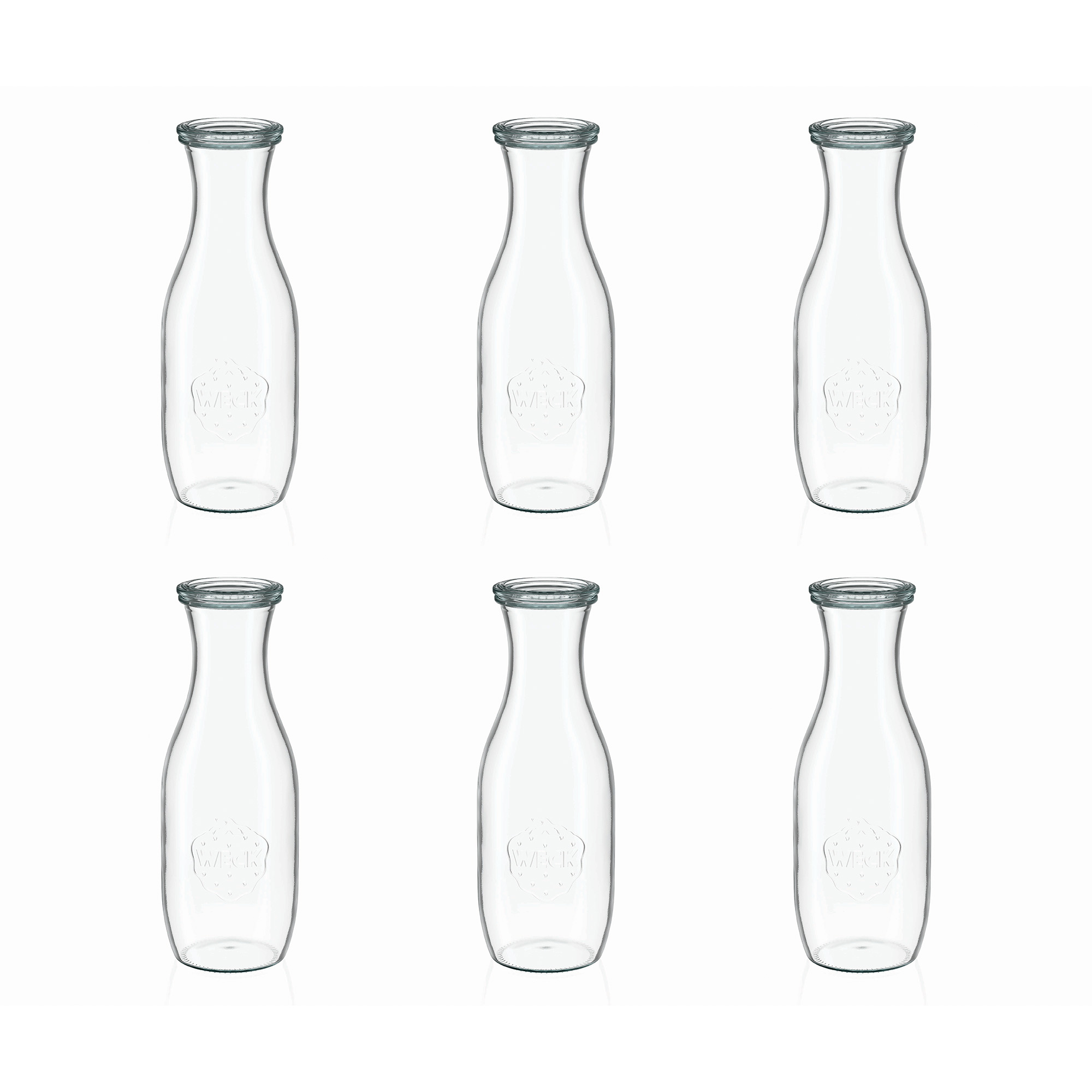6x 1000 ml WECK-sulās pudele ar stikla vāciņu RR 60