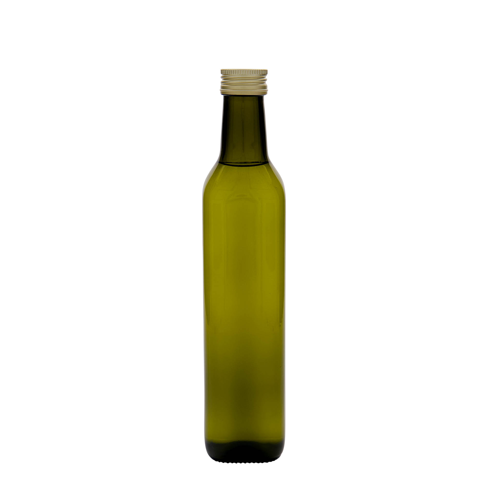 500 ml stikla pudele 'Marasca', kvadrātveida, antīki zaļa, atvere: PP 31,5