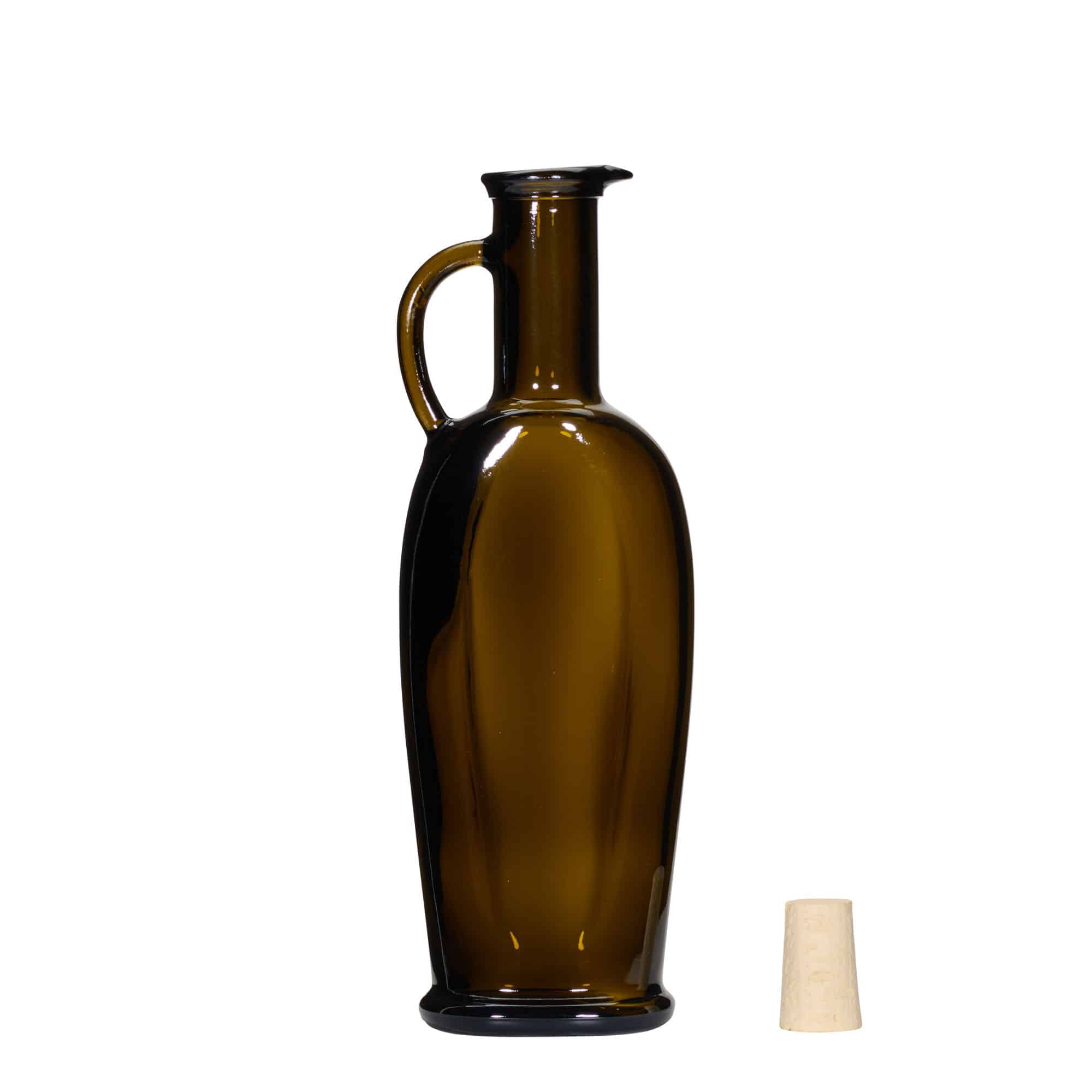 250 ml stikla pudele 'Eleganta', ovāla, antīki zaļa, aizdare: korķis