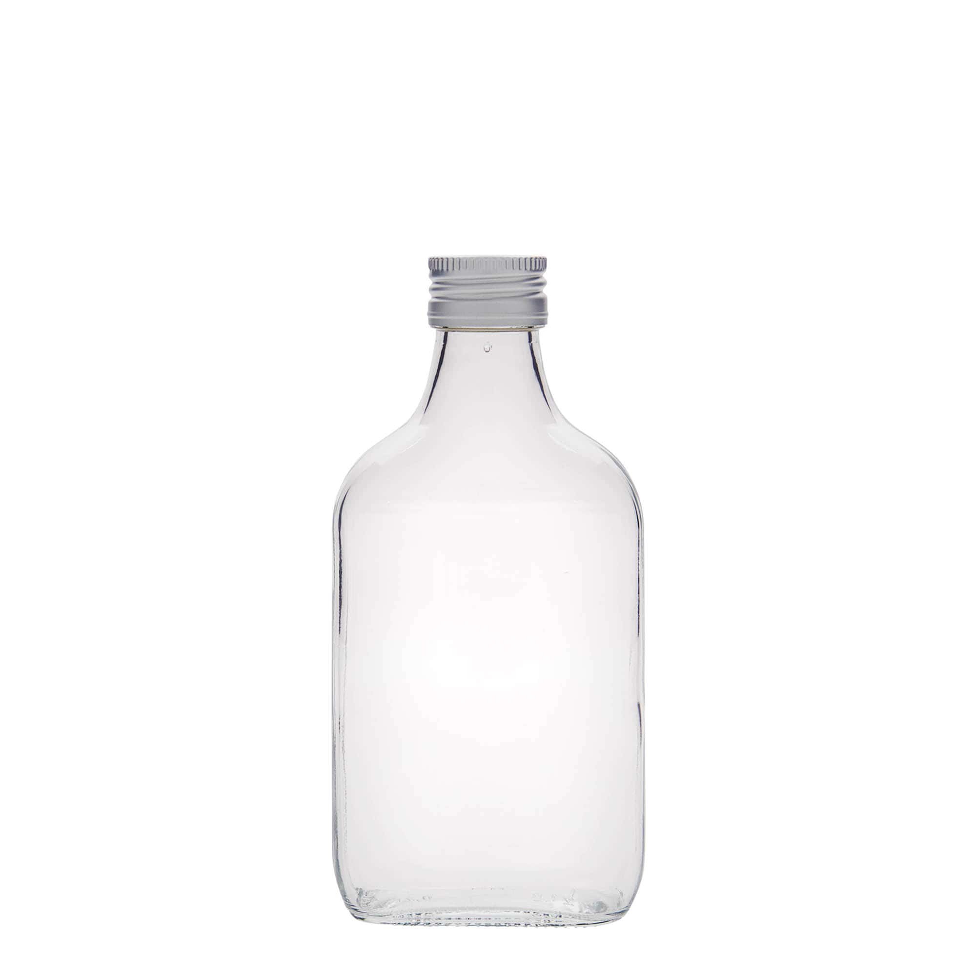 200 ml kabatas pudele, taisnstūrveida, stikls, atvere: PP 28