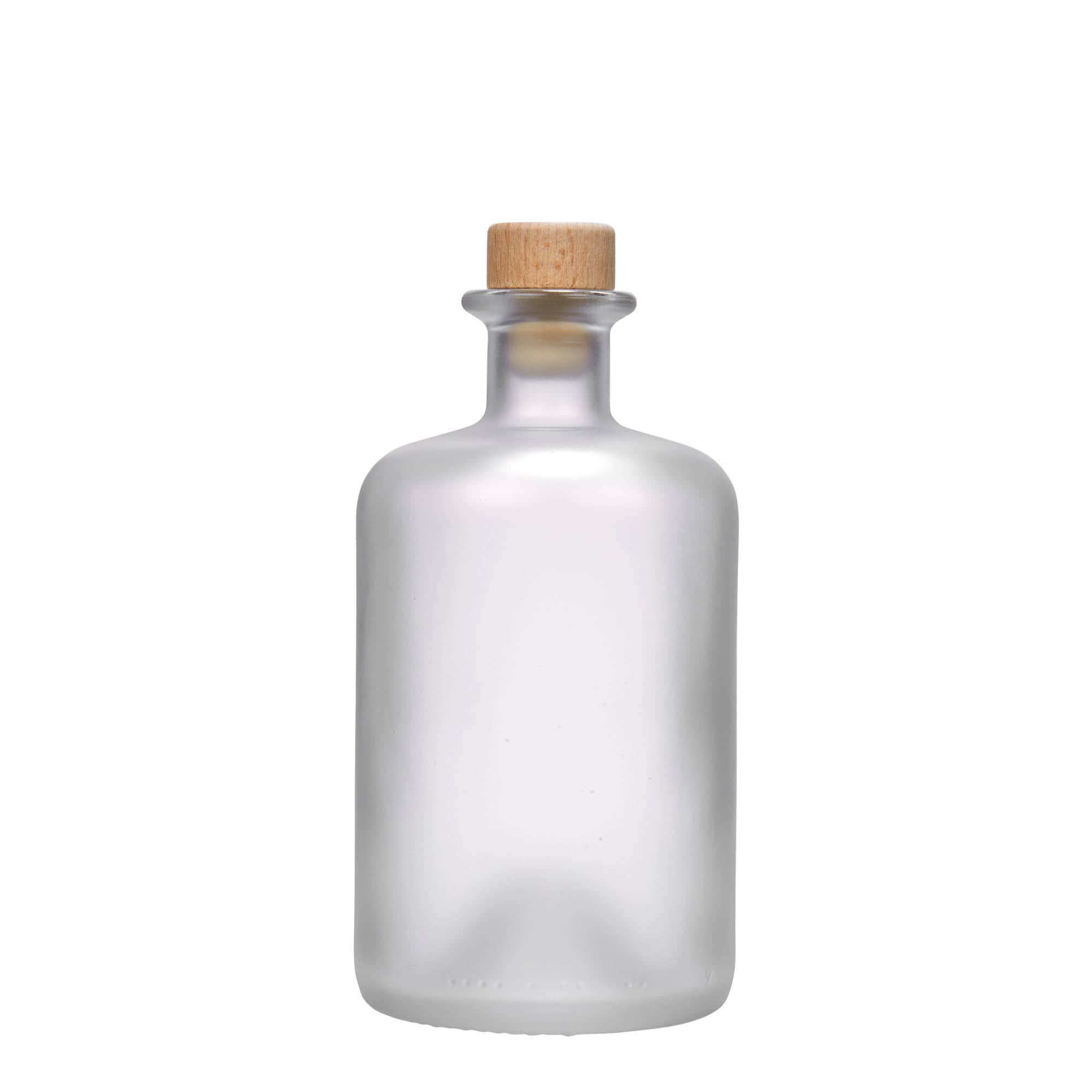 500 ml stikla pudele, aptiekara stils, sasaldēta, atvere: korķis