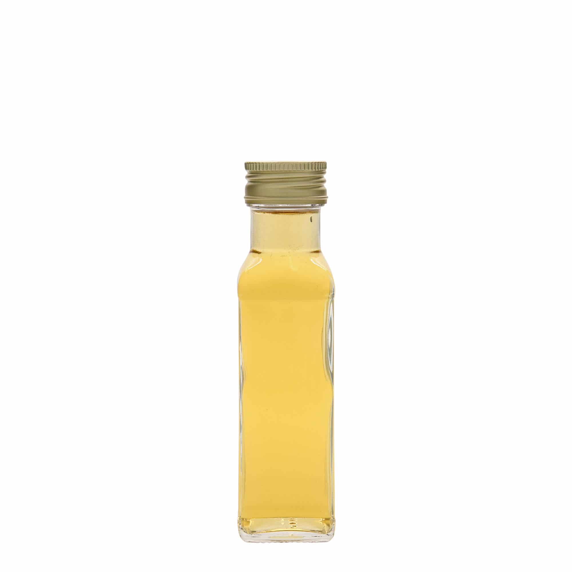 100 ml stikla pudele 'Marasca', kvadrātiska, aizdare: PP 31,5