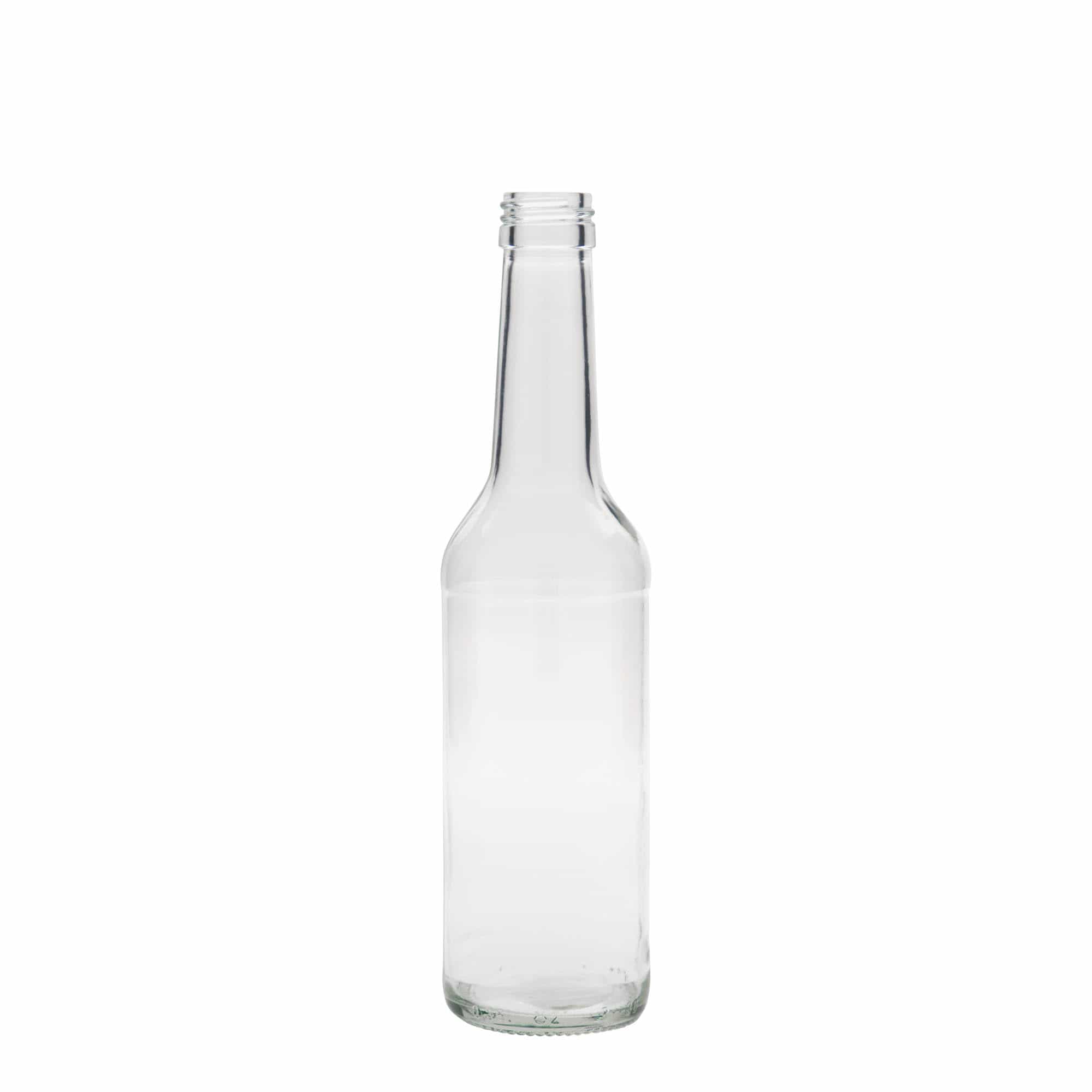 350 ml stikla pudele ar taisnu kakliņu, atvere: PP 28