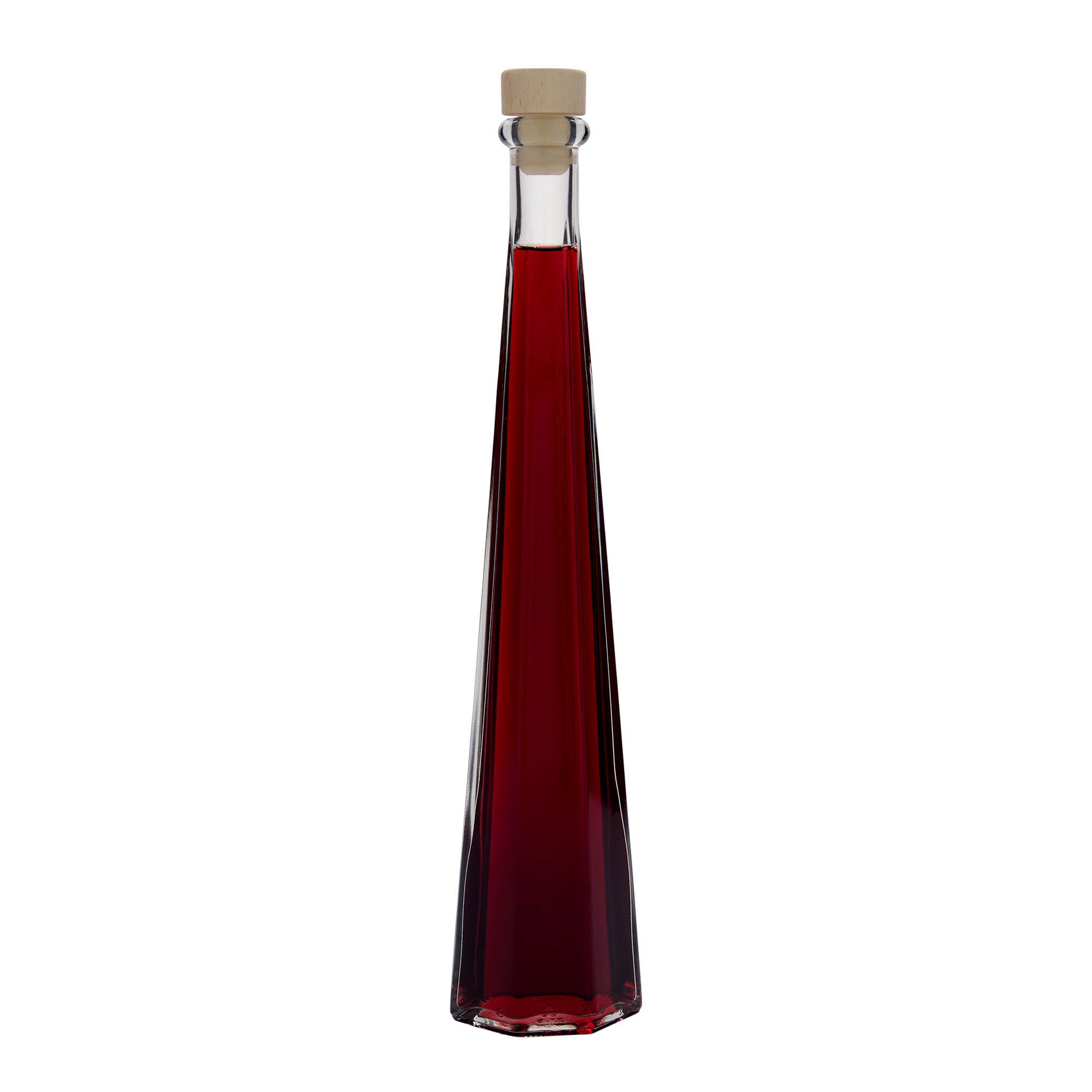 200 ml stikla pudele 'Dama Sexta', sešstūraina, atvere: korķis