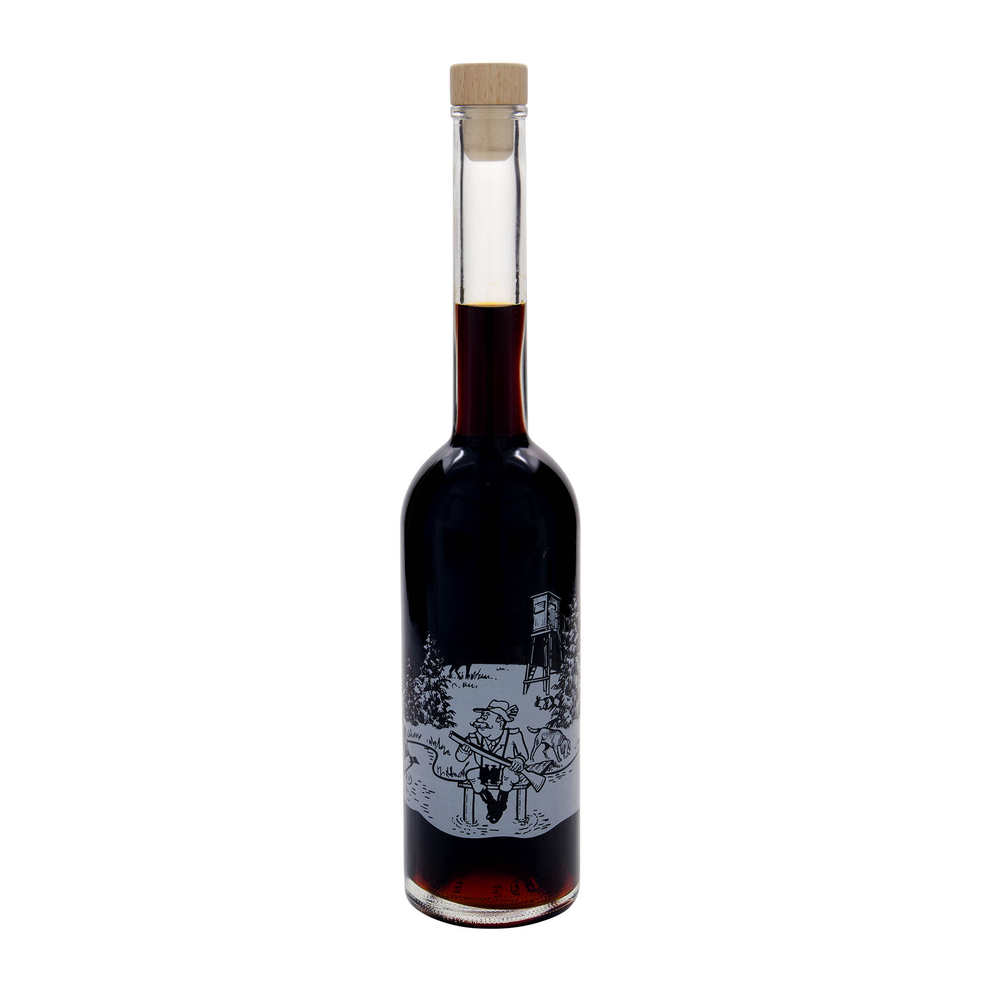 500 ml stikla pudele 'Opera', motīvs: mednieks, atvere: korķis