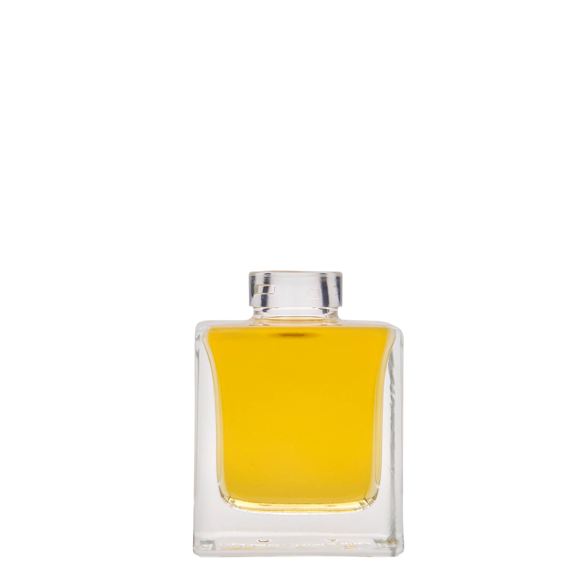 100 ml stikla pudele 'Cube', kvadrātveida, atvere: korķis