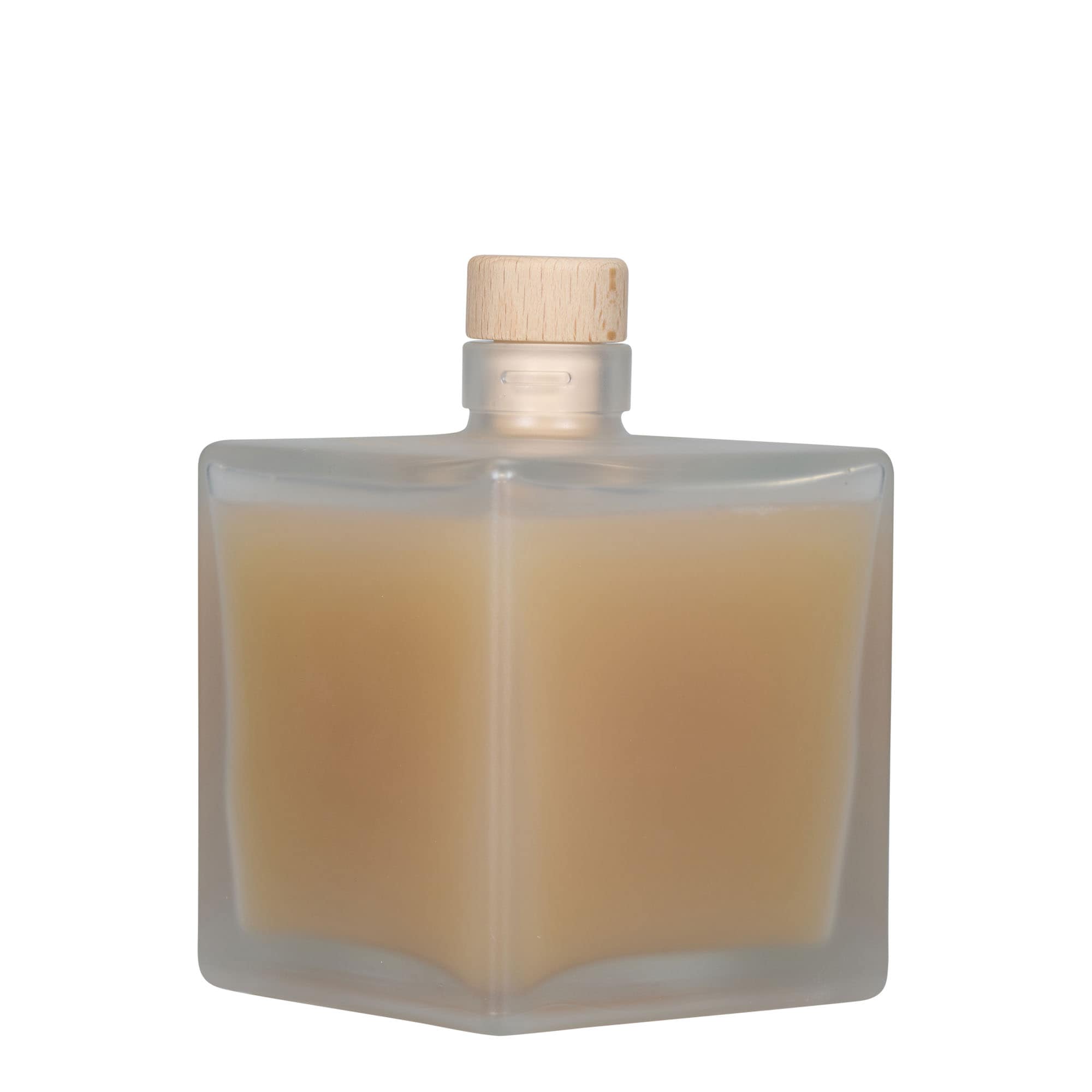 500 ml stikla pudele 'Cube', kvadrātiska, matēta, aizdare: korķis