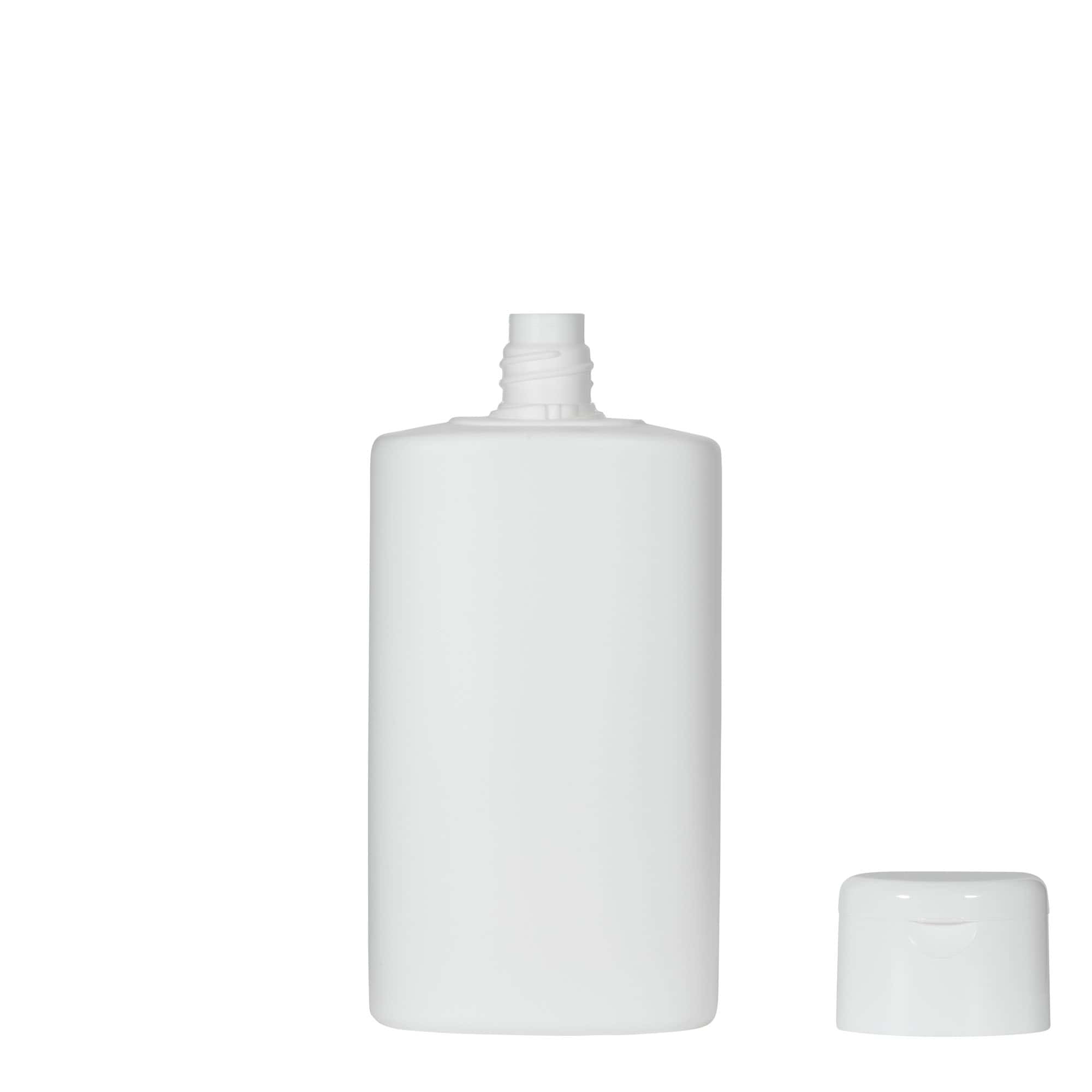 250 ml plastmasas pudele 'Indy', ovāla, HDPE, balta, aizdare: skrūvējams vāciņš