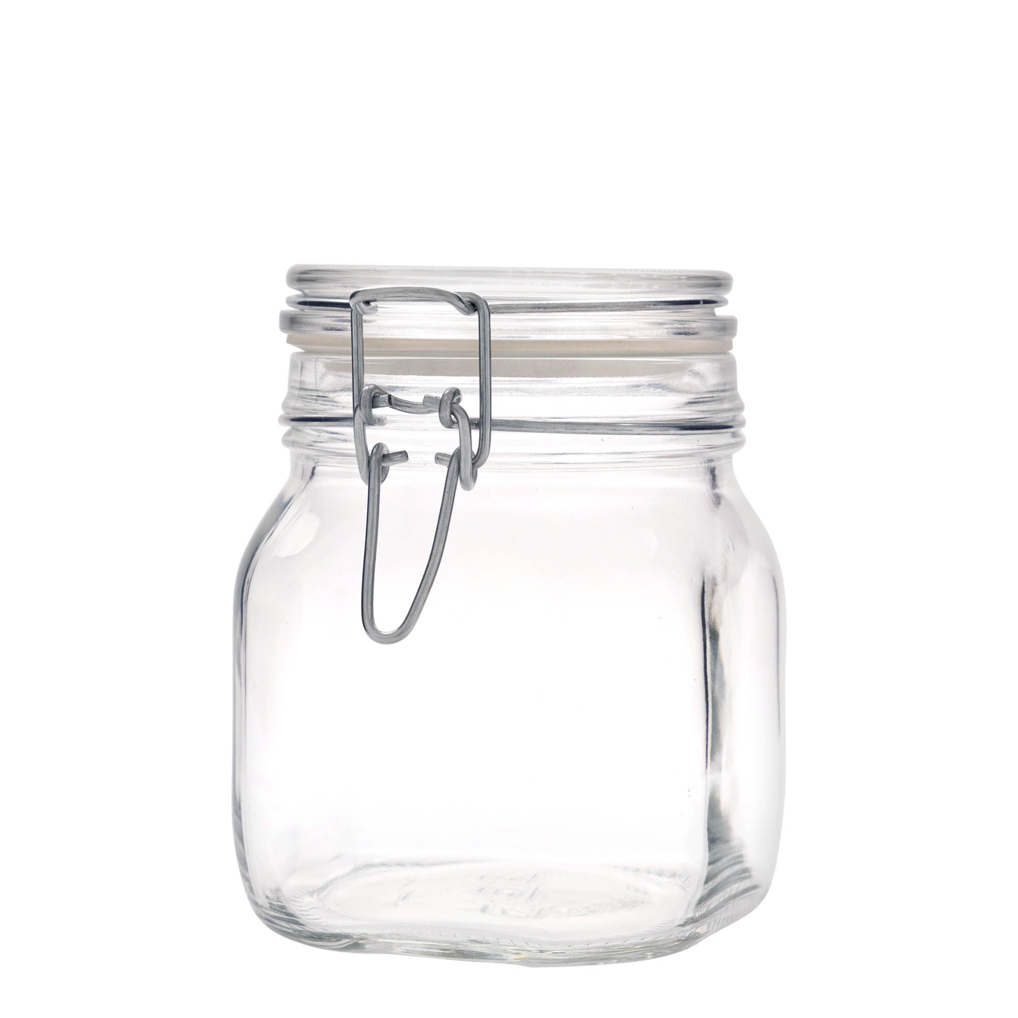 750 ml stiklaina burka ar metāla aizdari 'Fido', kvadrātveida, atvere: metāla aizdare ar stiepli 750 ml stiklaina burka ar metāla aizdari 'Fido', kvadrātveida, atvere: metāla aizdare ar stiepli